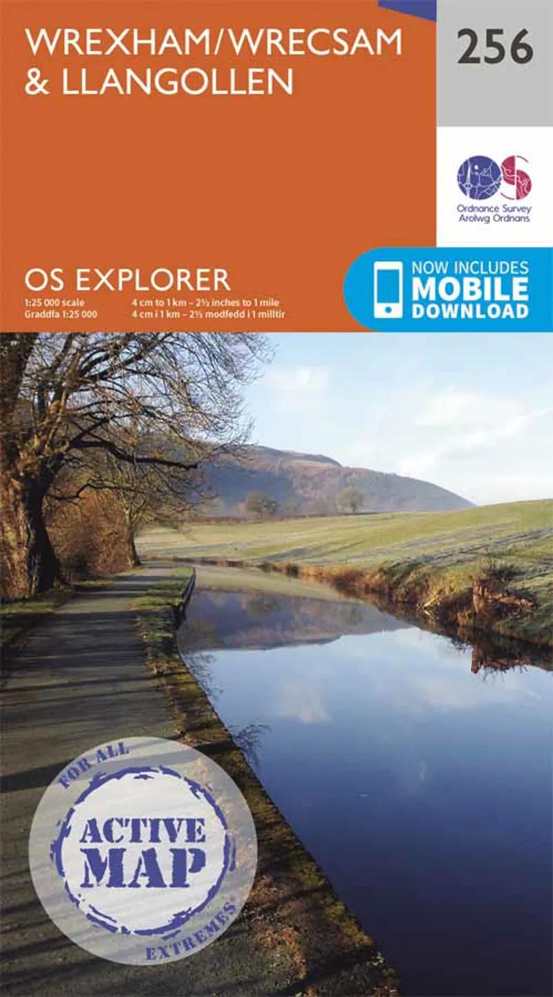 Explorer 256 Wrexham and Llangollen Laminated Ordnance Survey Map