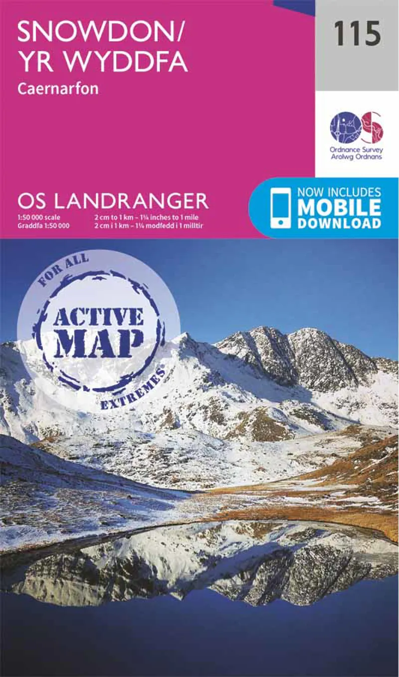 Landranger 115 Yr Wyddfa Snowdon Laminated Ordnance Survey Map