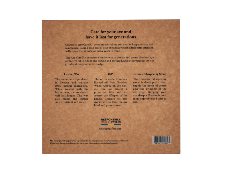 Gransfors Axe Care Kit - Oil - Wax - Stone-2