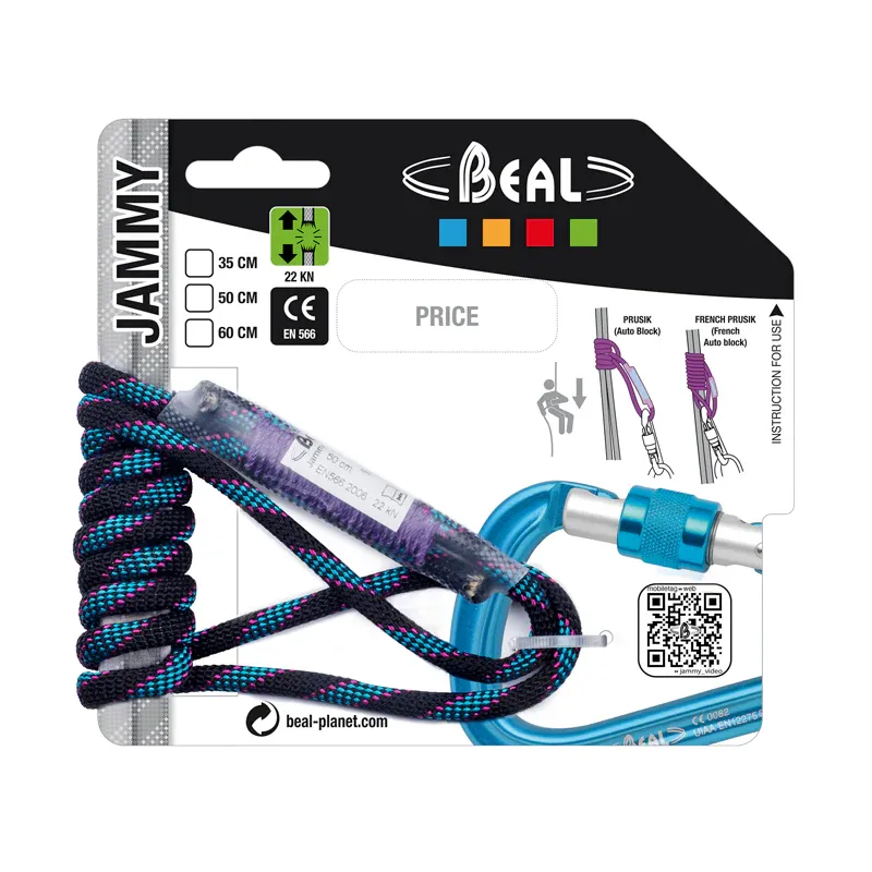 Beal Jammy 50cm Auto-blocking Climbing Cord for Abseils and Hauling Systems - Technora Aramid Lightweight Safety Loop