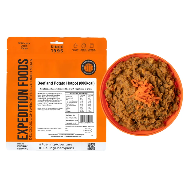 Expedition Foods Freeze Dried Beef and Potato Hotpot 800kcal DF GF-4