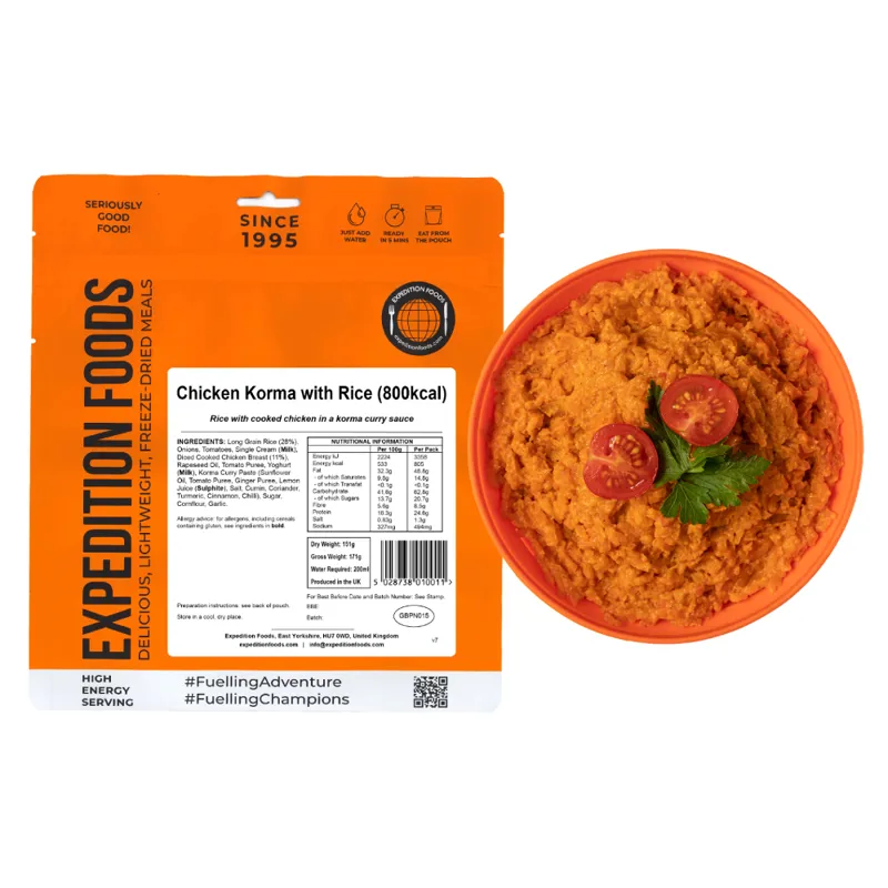 Expedition Foods Freeze Dried Chicken Korma with Rice High Energy Meal GF 807 kCal-5