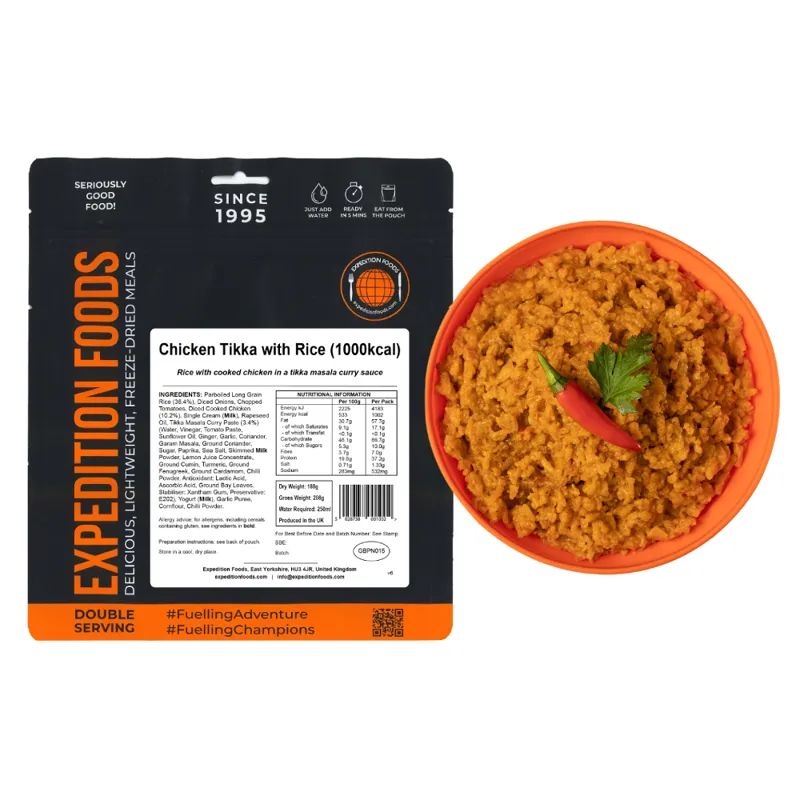Expedition Foods Freeze Dried Chicken Tikka with Rice Meal for Two - GF-3