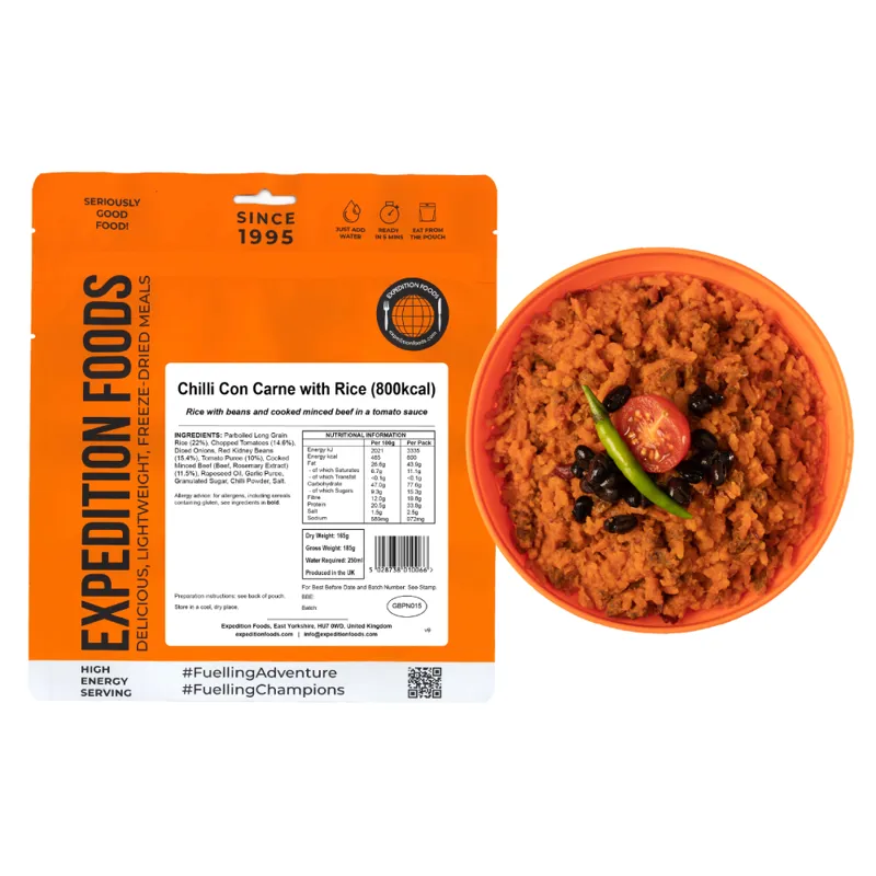 Expedition Foods Freeze Dried Chilli con Carne with Rice High Energy Meal 809 kCal - GF LF-4