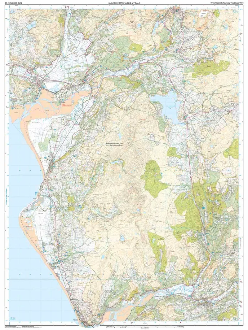 Explorer OL18 Harlech Porthmadog Bala Laminated Ordnance Survey Map-2