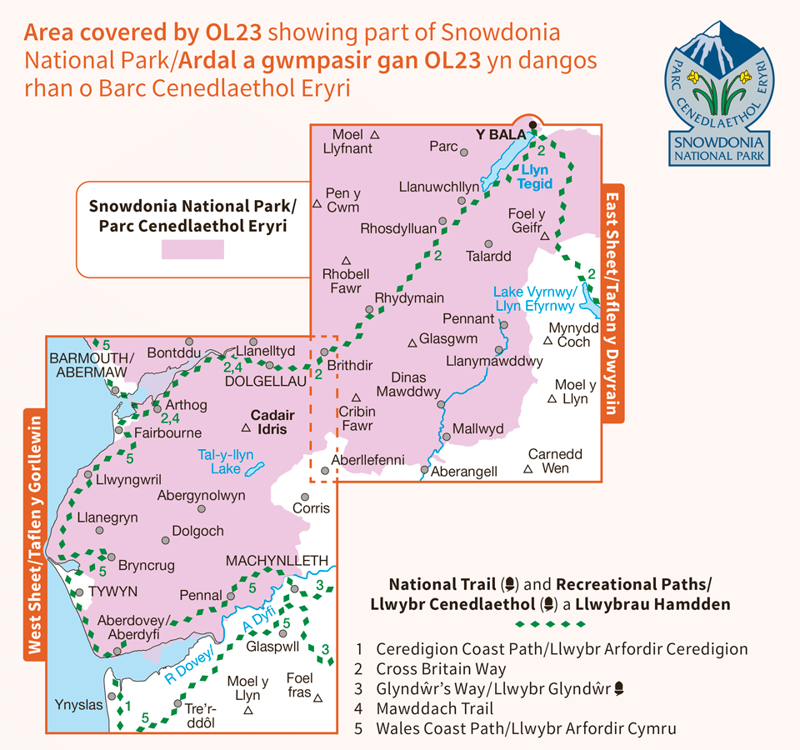 Explorer OL23 Cadair Idris Laminated Ordnance Survey Map-1