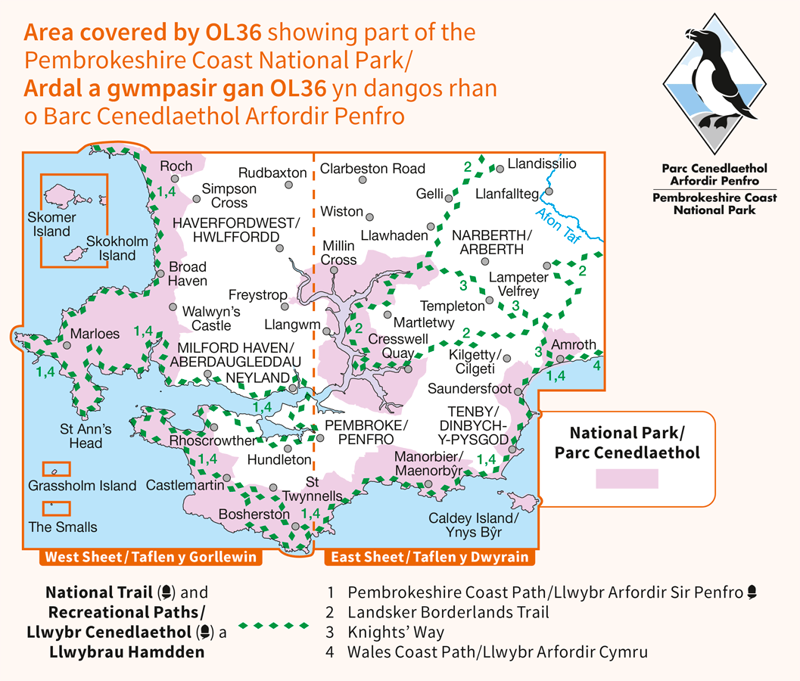 OS Explorer OL36 South Pembrokeshire Map with download-1