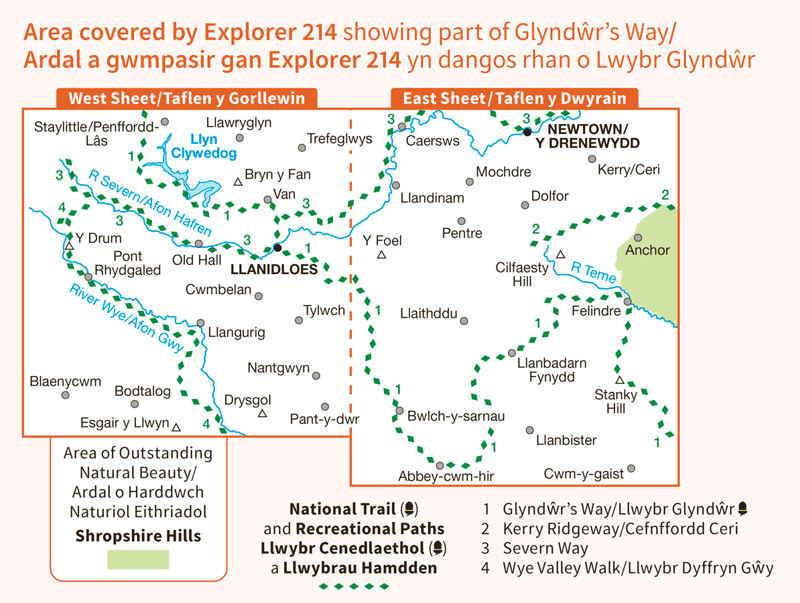 OS Explorer 214 Llanidloes and Newtown Map-1