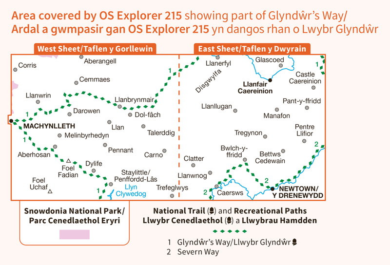 Explorer 215 Newtown and Machynlleth Ordnance Survey Map-1