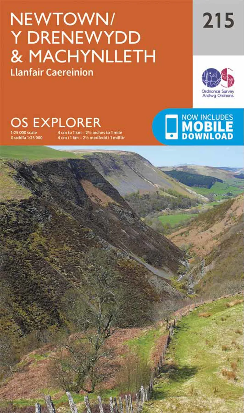 Explorer 215 Newtown and Machynlleth Ordnance Survey Map