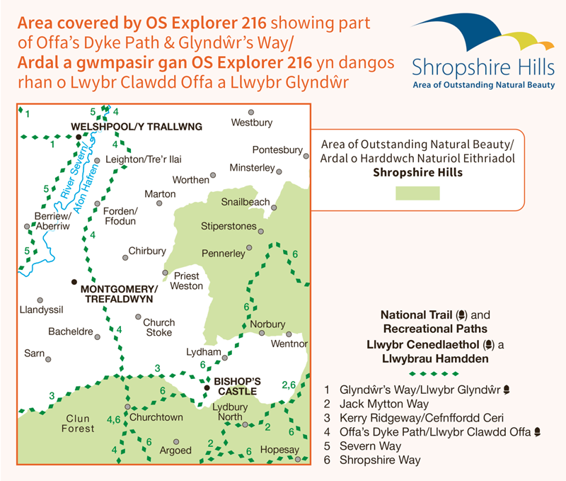 Explorer 216 Welshpool and Montgomery Ordnance Survey Map-1