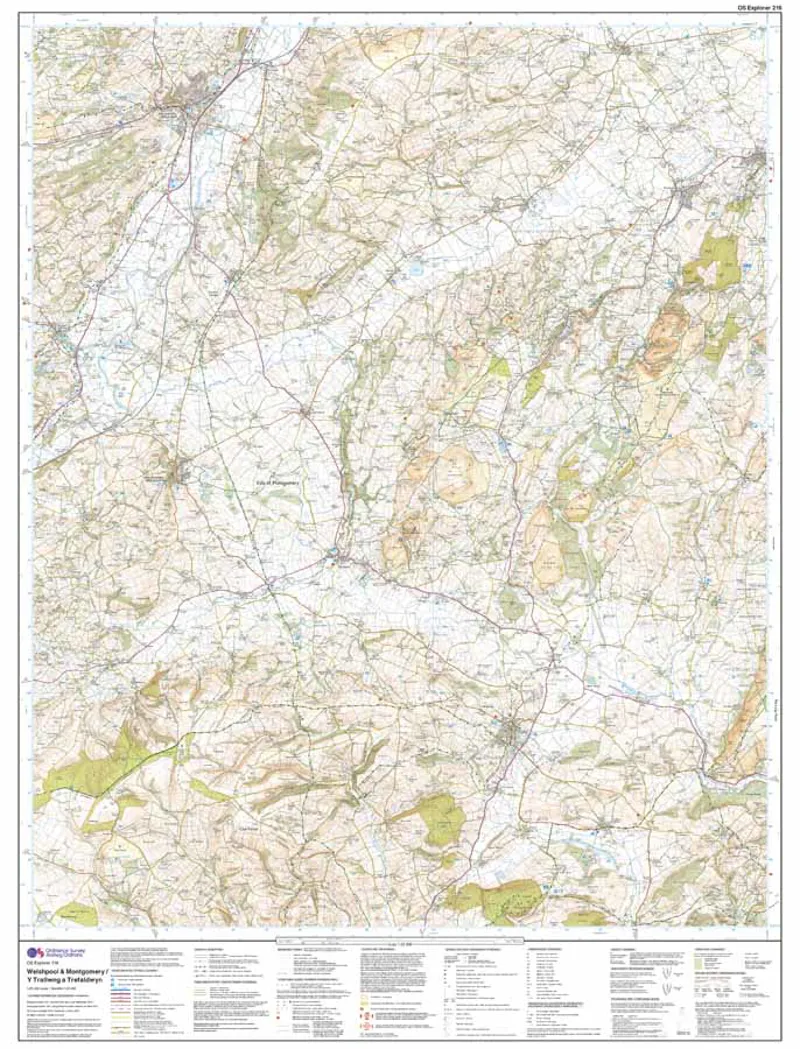 Explorer 216 Welshpool and Montgomery Ordnance Survey Map-2