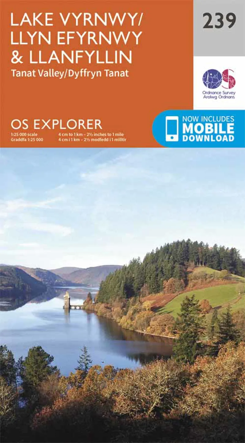 OS Explorer 239 Lake Vyrnwy Map with download