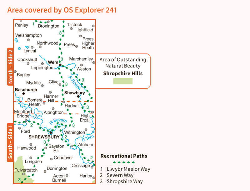 OS Explorer 241 Shrewsbury Map with download-1