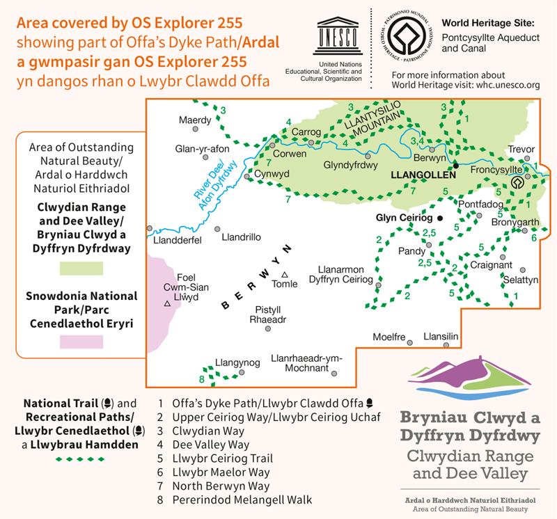 Explorer 255 Llangollen and Berwyn Laminated Ordnance Survey Map-1