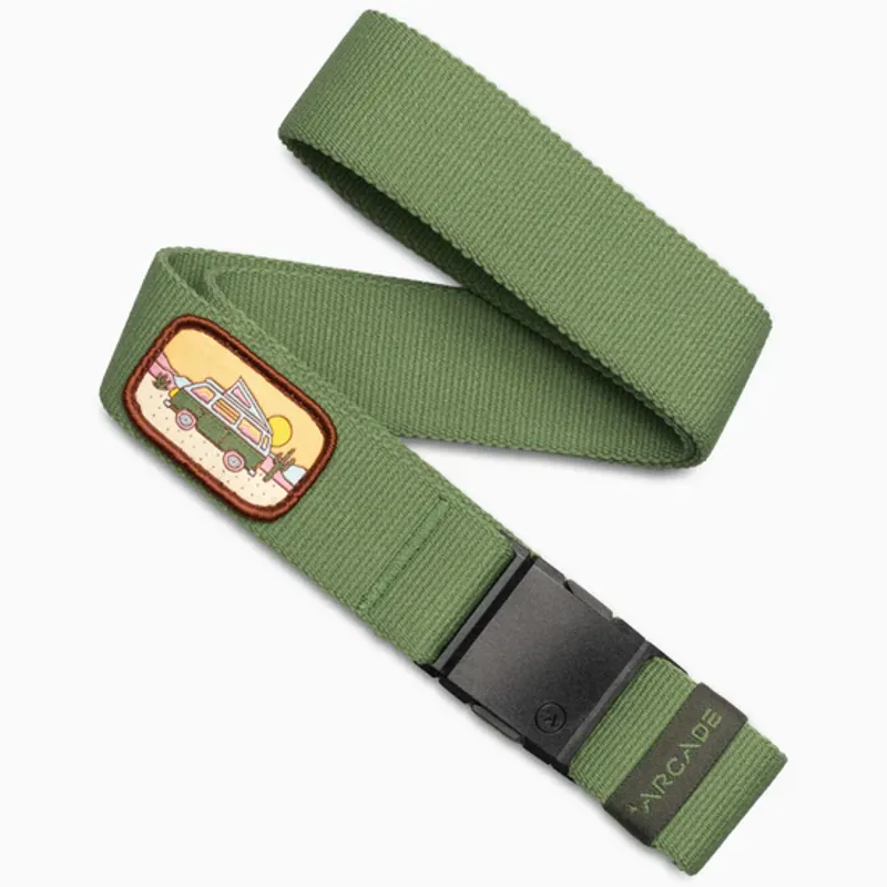 Arcade Adventure Stretch Belt Earthling Pop Up Dill Green Camper van