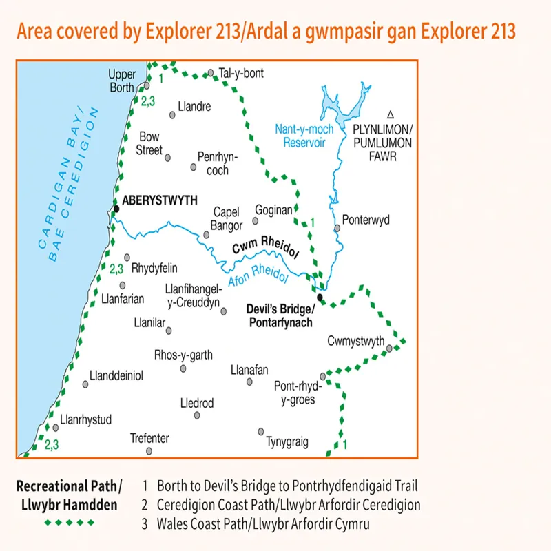 OS Explorer 213 Aberystwyth and Cwm Rheidol Map with download-1