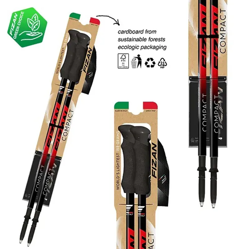 Fizan Compact Trekking Pole - Pair - Red-2