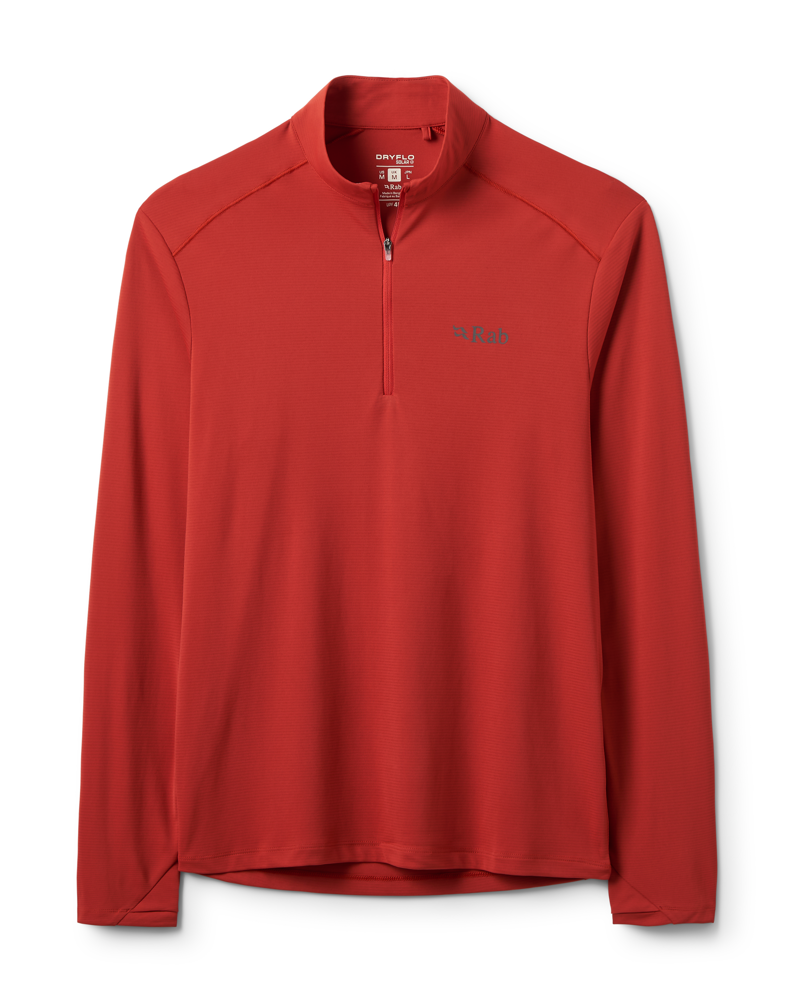 Rab Mens Force Long Sleeve Zip DryFlo Baselayer in Tuscan Red
