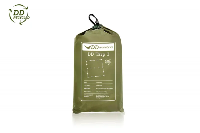 DD Hammocks Recycled Tarp 3m x 3m Olive Green-6