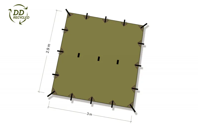 DD Hammocks Recycled Tarp 3m x 3m Olive Green-7