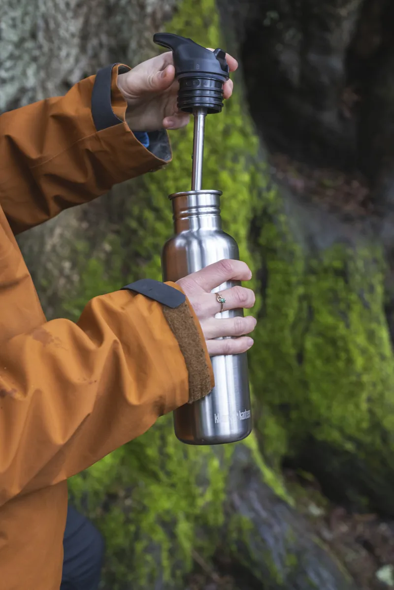 Klean Kanteen Classic Water Bottle with Flip Seal Sport Cap 532ml - Brushed Stainless Steel-1