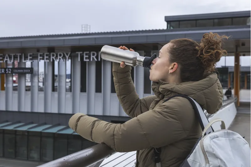 Klean Kanteen Classic Water Bottle with Flip Seal Sport Cap 532ml - Brushed Stainless Steel-7