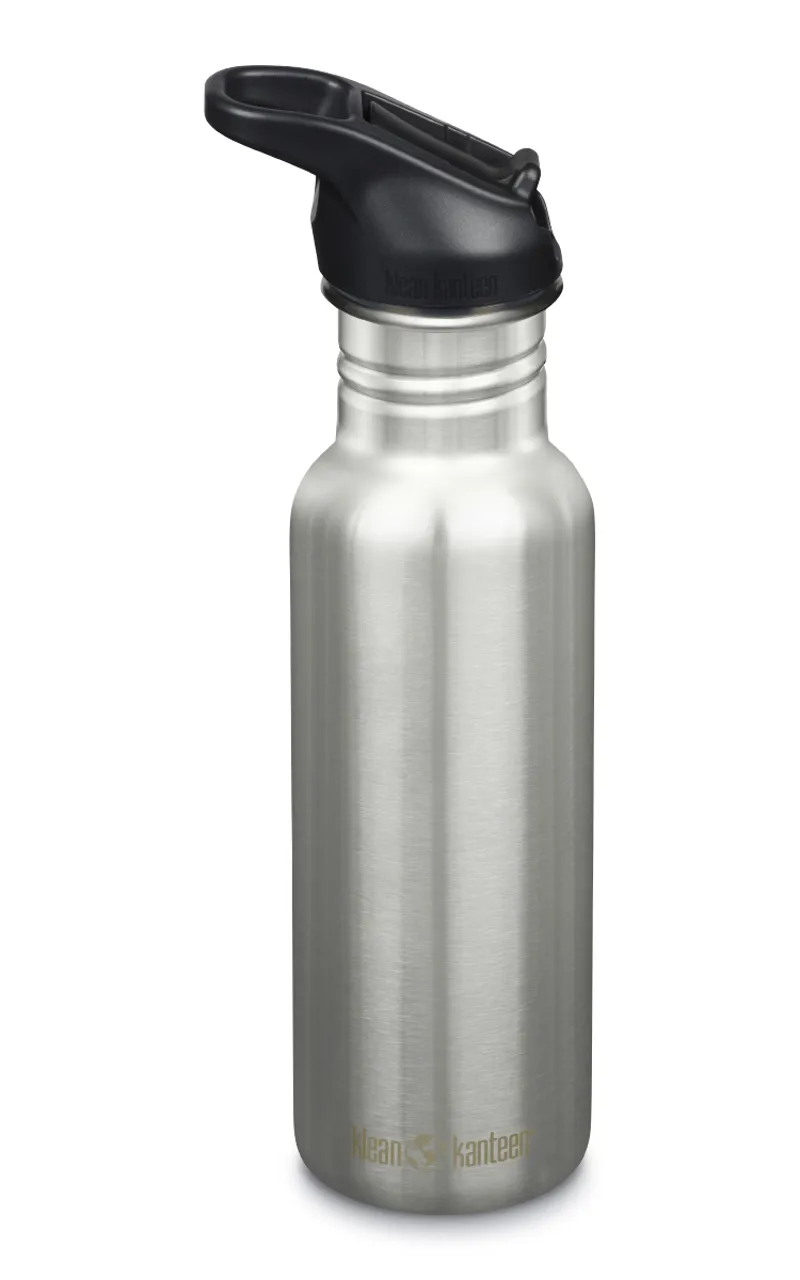 Klean Kanteen Classic Water Bottle with Flip Seal Sport Cap 532ml - Brushed Stainless Steel