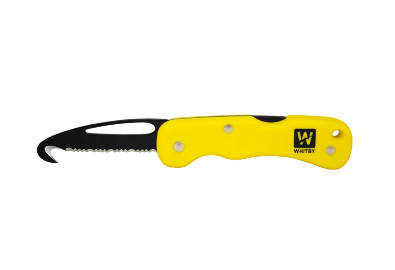 Whitby Safety Rescue Knife with Hook in yellow with Teflon Coated Blade LK260