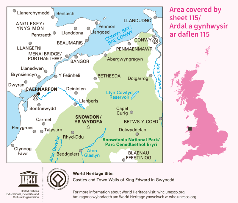 Landranger 115 Yr Wyddfa Snowdon Laminated Ordnance Survey Map-1