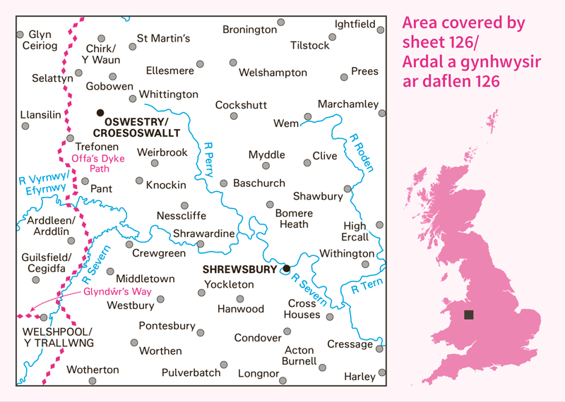 Landranger 126 Shrewsbury and Oswestry Ordnance Survey Map-1