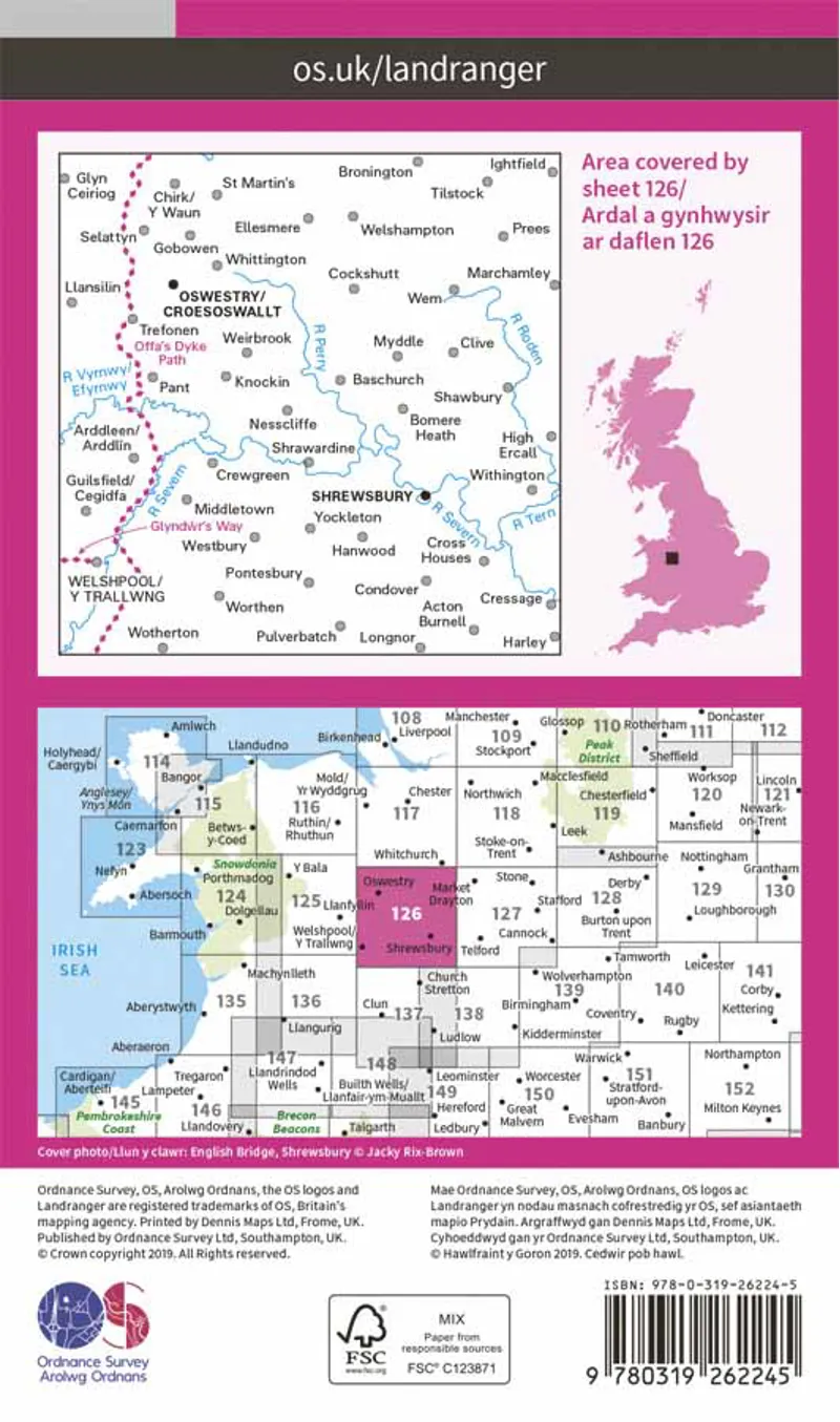 Landranger 126 Shrewsbury and Oswestry Ordnance Survey Map-3