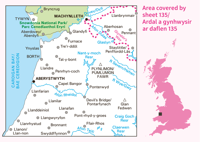 Landranger 135 Aberystwyth and Machynlleth Ordnance Survey Map-1