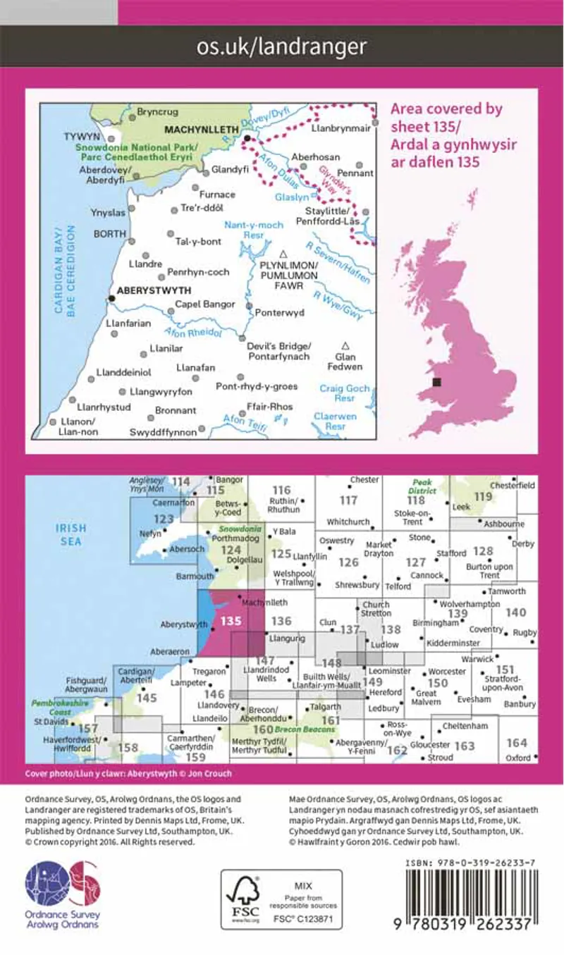 Landranger 135 Aberystwyth and Machynlleth Ordnance Survey Map-3