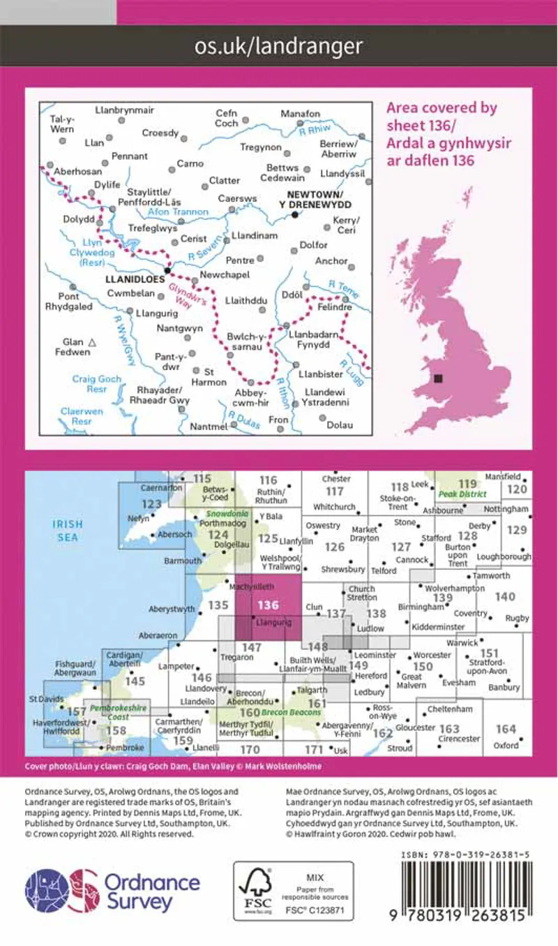 Landranger 136 Newtown and Llanidloes Ordnance Survey Map-3