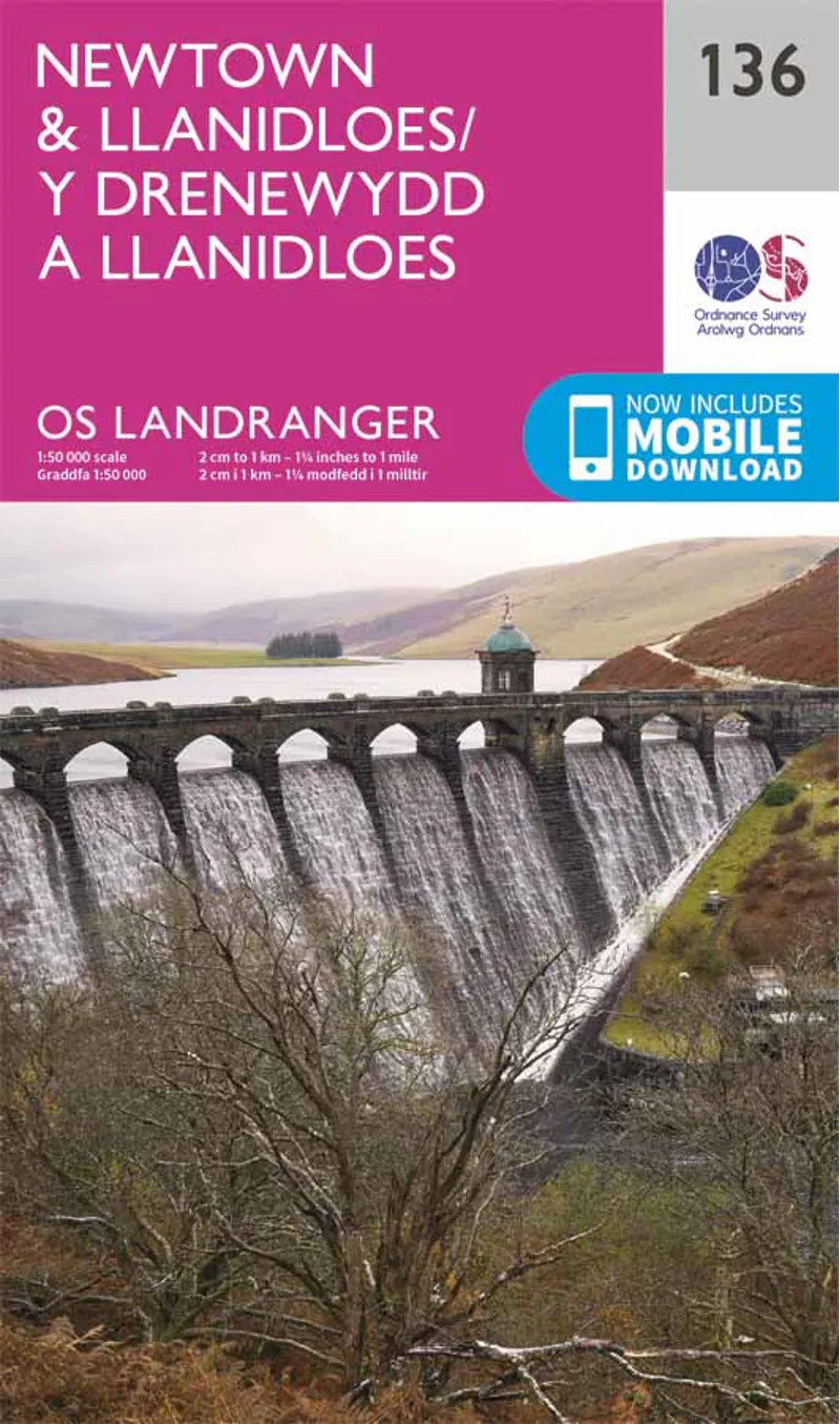 Landranger 136 Newtown and Llanidloes Ordnance Survey Map