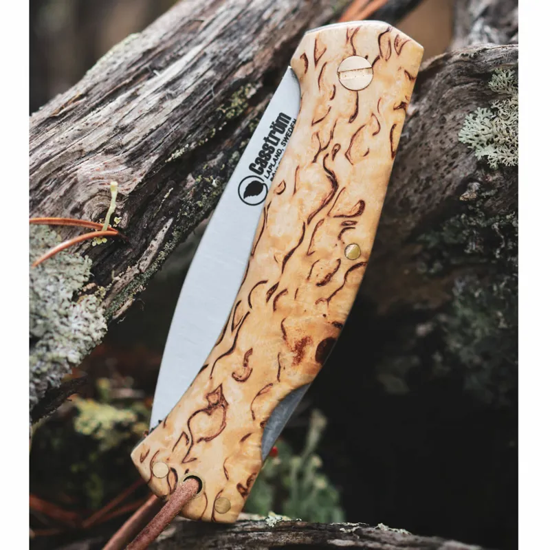 Casstrom Lars Falt Lock Back Folding Bushcraft Knife - Curly Birch-2