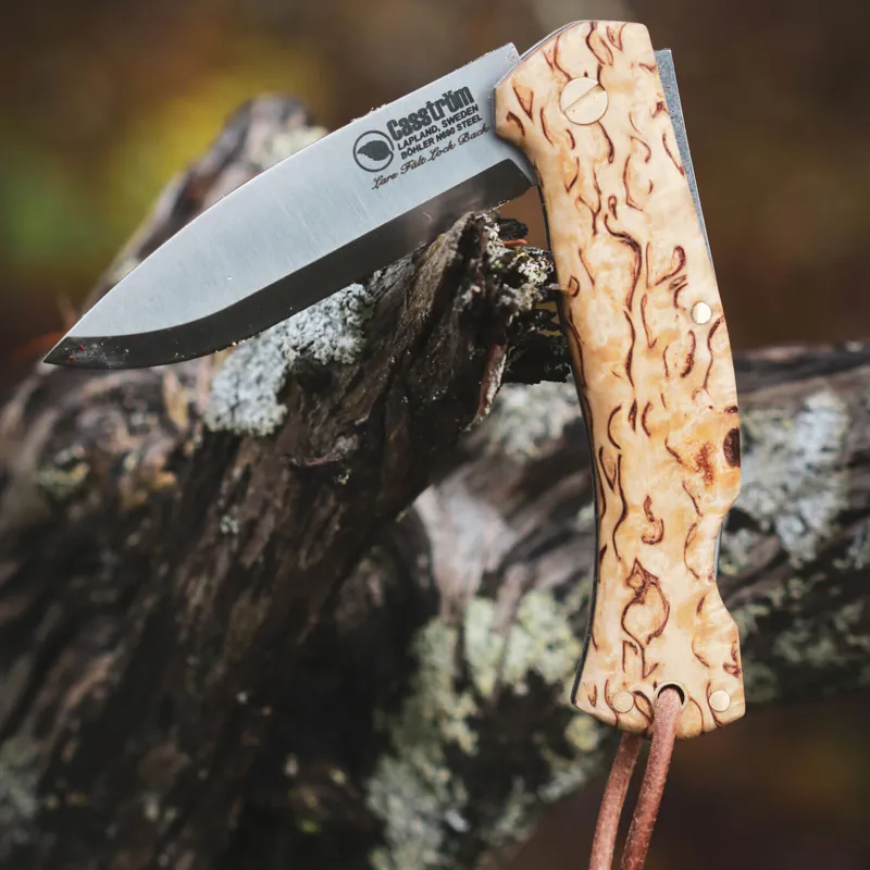Casstrom Lars Falt Lock Back Folding Bushcraft Knife - Curly Birch-1