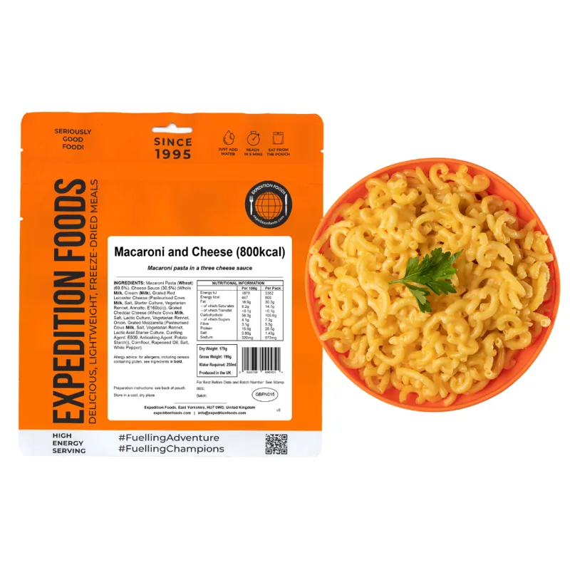Expedition Foods Freeze Dried Macaroni and Cheese High Energy Meal 800kCal-4