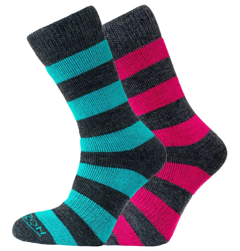 Horizon Heritage Socks 2 pack 4 - 7 Hoop - Charcoal Teal Cerise