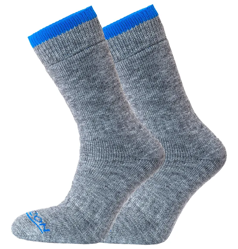 Horizon Heritage Socks 2pk 4-7 Plain-Grey/Royal