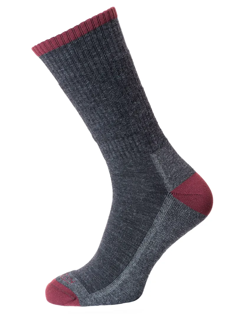 Horizon Premium Merino Hike Mens Walking Socks Anthracite Burgundy