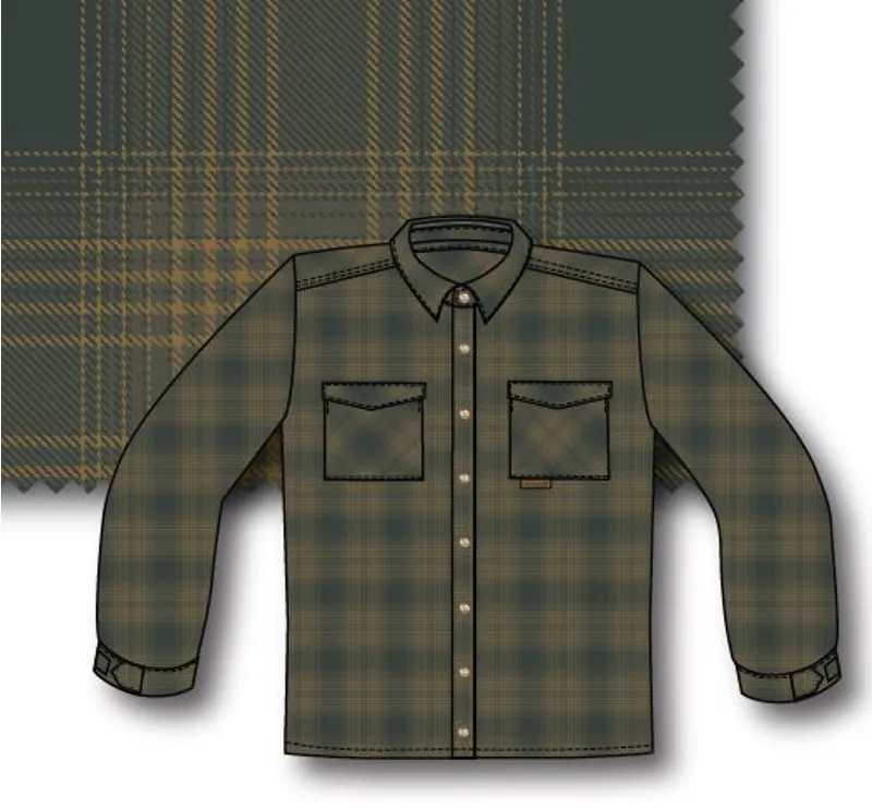 Paramo Men's Katla Long Sleeved Shirt - Moss Plaid Check