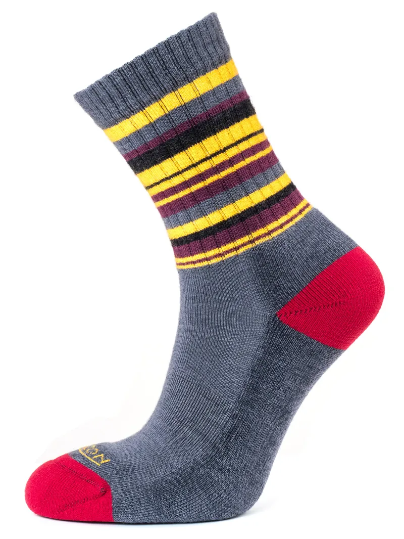 Horizon Premium Micro Crew Womens Socks Steel Grey Amber Stripe