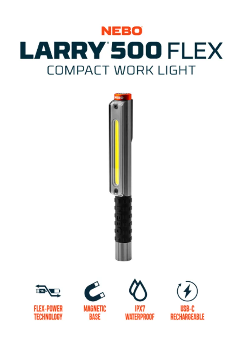 Nebo Lil Larry 500 Lumen Rechargeable Flex Work Light-1