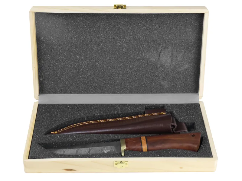 Njord Branda Damascus Hunter Fixed Blade Sheath Knife-5