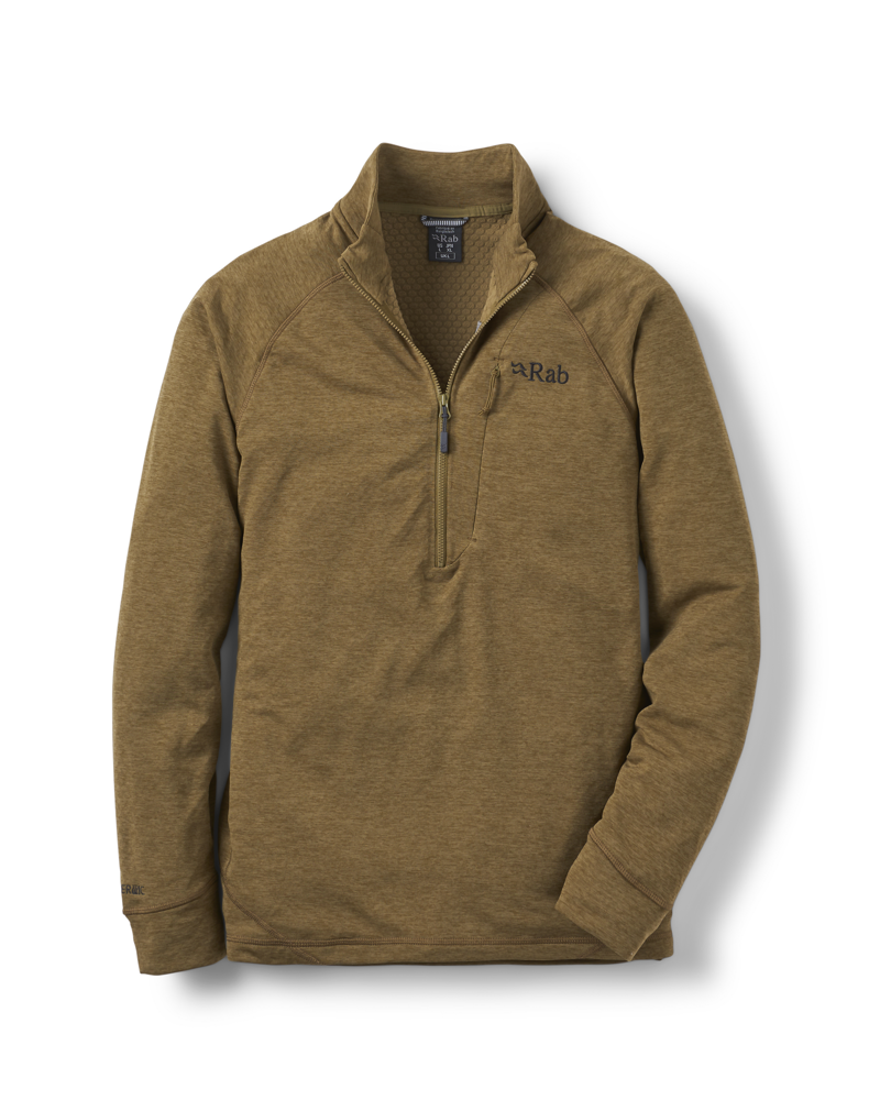 Rab Mens Nexus Pull-On Midlayer Fleece Jacket Oak Greeny Brown - 100% Recycled Thermic G Stretch Fabric-2