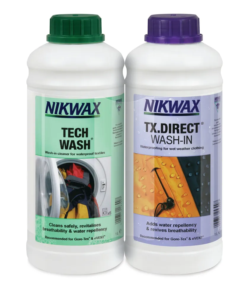 Nikwax Twin Pack Tech Wash 1L and TX Direct 1L Outdoor clothing cleaner and re-proof