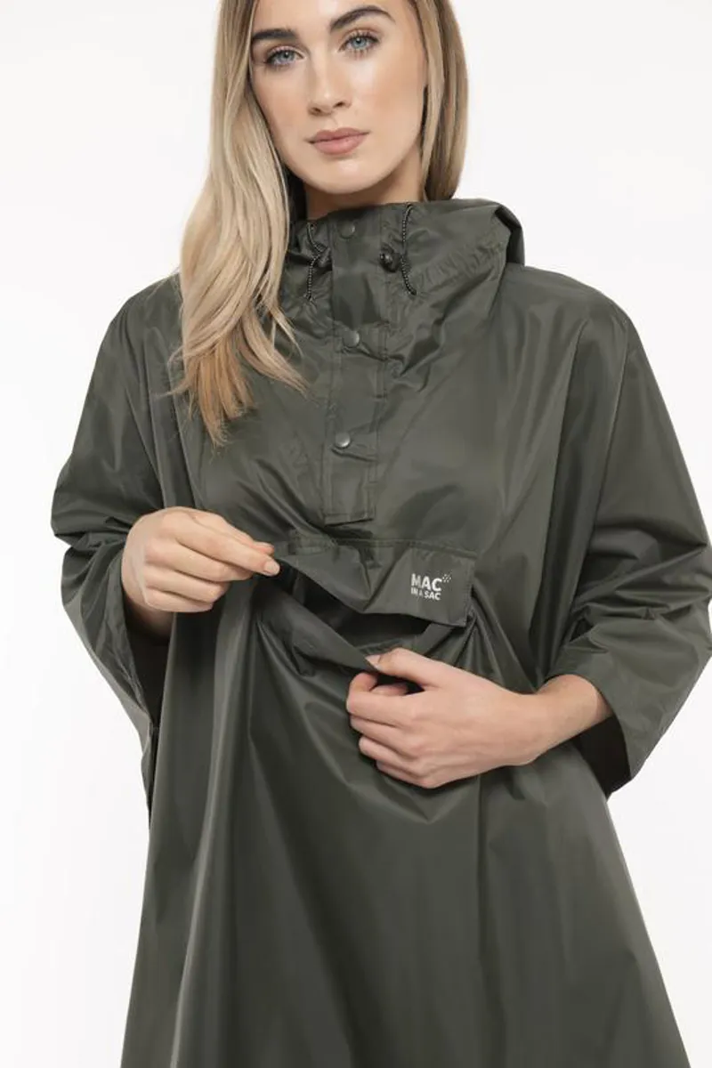 Mac in a Sac Waterproof Poncho - Khaki Green-4