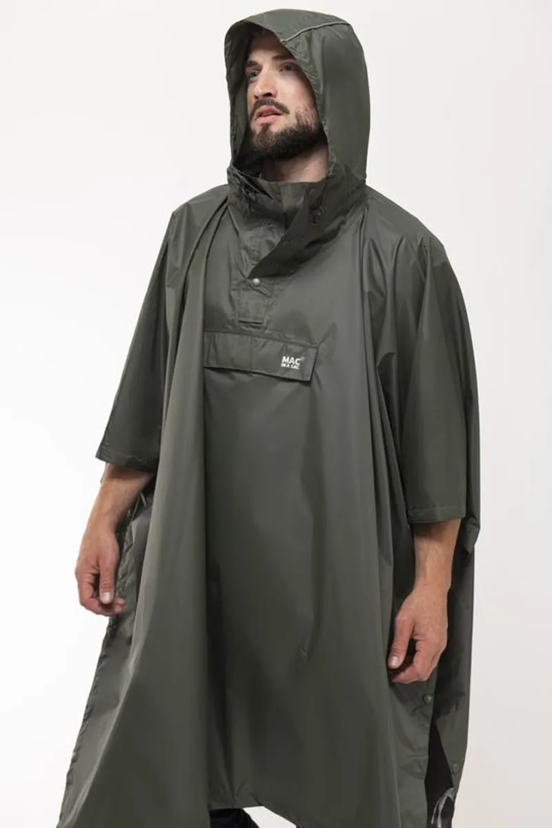 Mac in a Sac Waterproof Poncho - Khaki Green-2